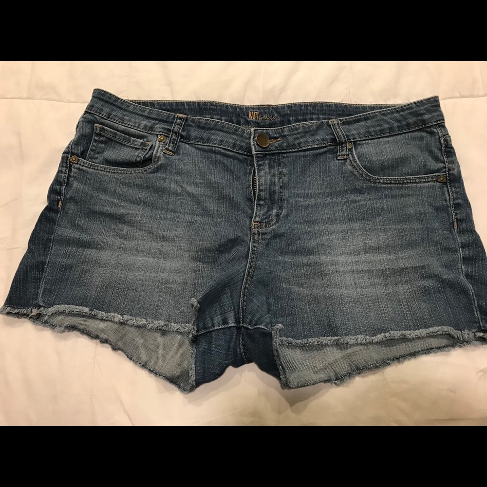 Medium wash denim shorts